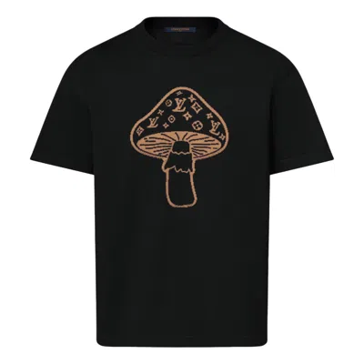 Louis Vuitton Short-sleeved Intarsia Crewneck T-shirt 'intarsia Mushroom' In Black
