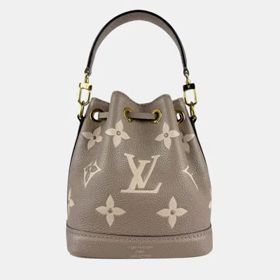 Pre-owned Louis Vuitton Shoulder Bag Bicolor Monogram Empreinte Nano Noe Creme In White