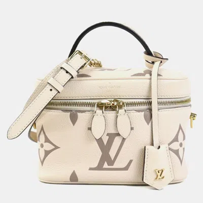 Pre-owned Louis Vuitton Shoulder Bag Bicolor Monogram Empreinte Vanity Pm Creme Bois De Rose In White
