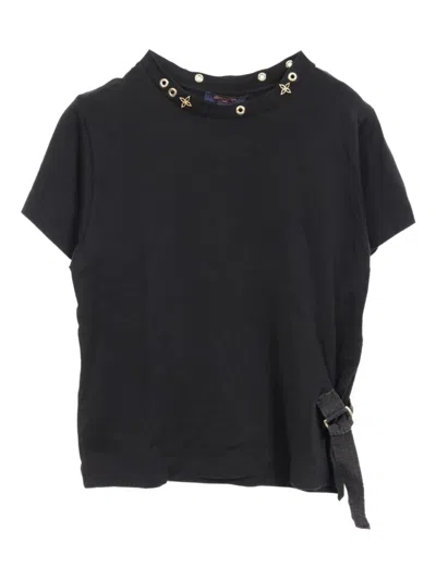 Pre-owned Louis Vuitton Side-strap Eyelet Cotton T-shirt In Black
