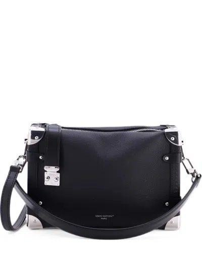 Pre-owned Louis Vuitton Side Trunk Handbag Taurillon Leather Mm Shoulder Bag In Black