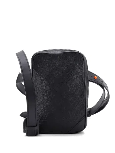 Pre-owned Louis Vuitton Side Utility Bag Monogram Taurillon Leather Shoulder Bag In Black