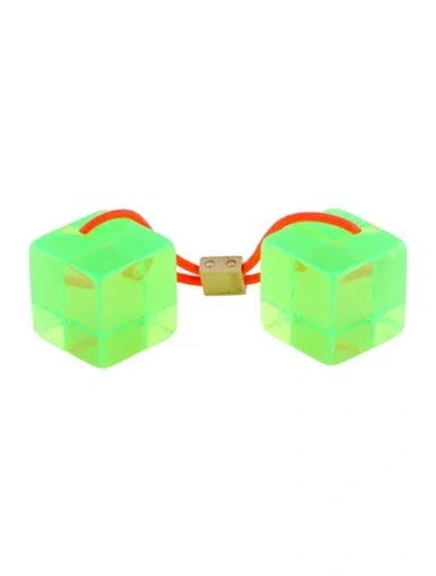 Pre-owned Louis Vuitton Signature Acrylic Cubes Hair Tie In Green