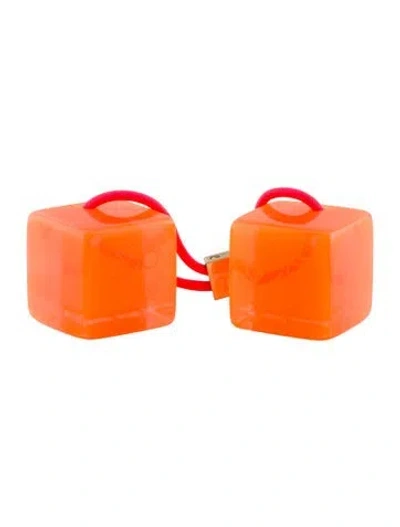 Pre-owned Louis Vuitton Signature Cubes Hair Tie In Orange