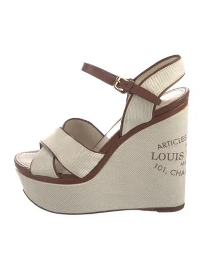 Pre-owned Louis Vuitton Signature Logo Canvas Sandals In Neutrals