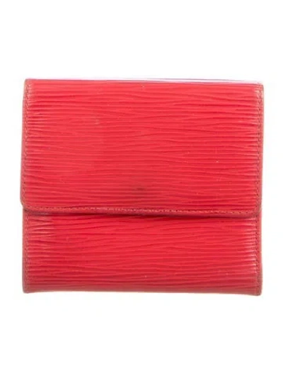 Pre-owned Louis Vuitton Signature Logo Epi Leather Elise Wallet In Red