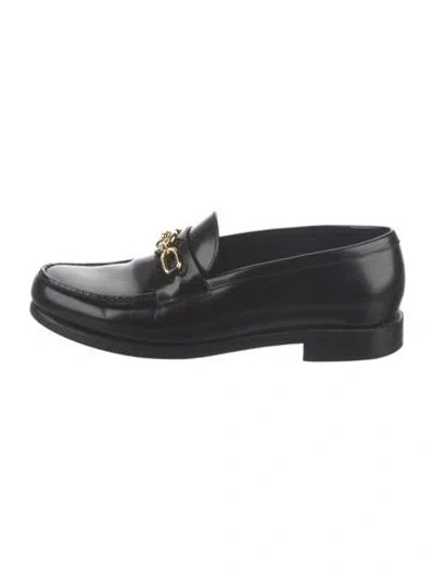Pre-owned Louis Vuitton Signature Logo Leather Loafers In Black