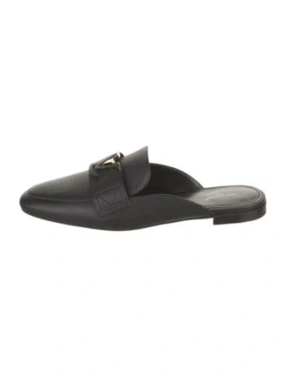 Pre-owned Louis Vuitton Signature Logo Leather Mules In Black