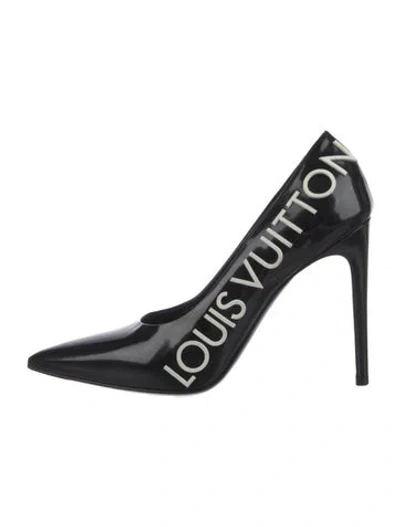 Pre-owned Louis Vuitton Signature Logo Patent Leather Pumps In Black