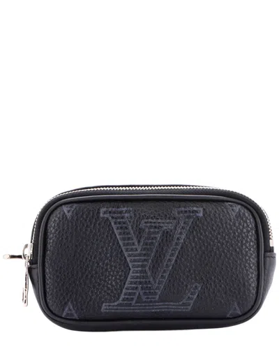 Pre-owned Louis Vuitton Signature Pocket Belt Bag Monogram Shadow Giant Taurillon  (authentic Pre-loved)