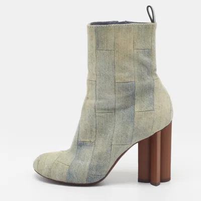 Pre-owned Louis Vuitton Silhouette Size 38.5 Blue Denim Ankle Length Boots