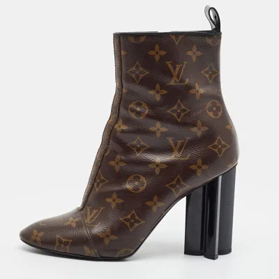 Pre-owned Louis Vuitton Silhouette Size 39 Brown Monogram Canvas Ankle Length Boots
