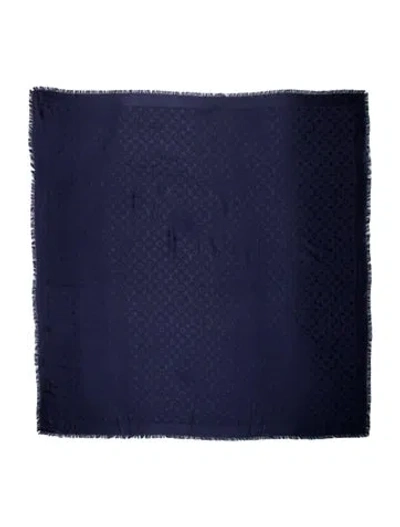 Pre-owned Louis Vuitton Silk 2016 Shawl In Blue