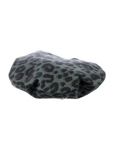 Pre-owned Louis Vuitton Silk Animal Print Beret In Green