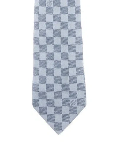 Pre-owned Louis Vuitton Silk Damier Classique Tie In Blue