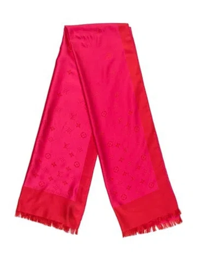 Pre-owned Louis Vuitton Silk Graphic Print Scarf In Pink