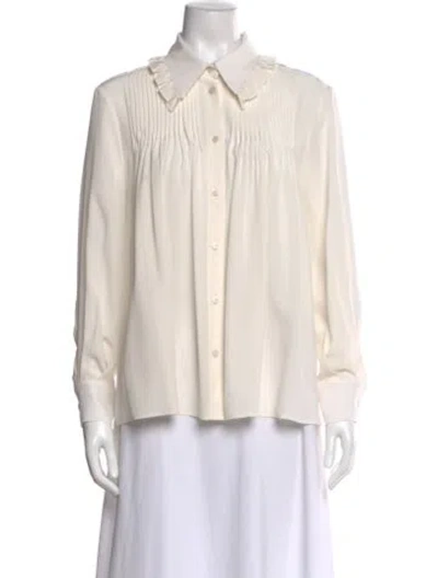 Pre-owned Louis Vuitton Silk Long Sleeve Blouse In Neutral