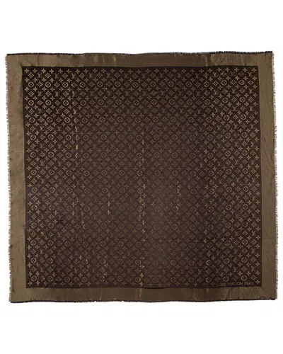 Pre-owned Louis Vuitton Silk Lurex Wool Monogram Shine Shawl (authentic Pre-loved)