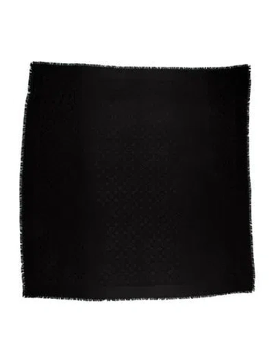 Pre-owned Louis Vuitton Silk Lv Monogram Shawl In Black