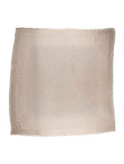 Pre-owned Louis Vuitton Silk Lv Monogram Shawl In Grey