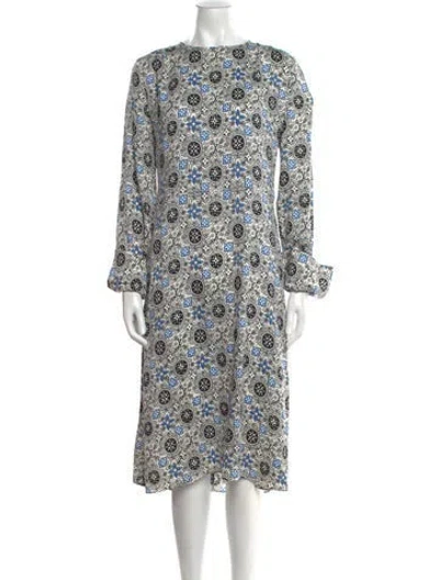 Pre-owned Louis Vuitton Silk Midi Length Dress In White
