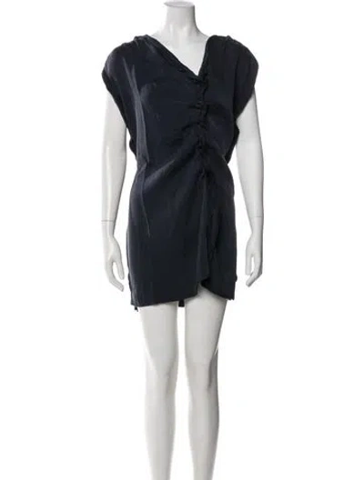 Pre-owned Louis Vuitton Silk Mini Dress In Blue