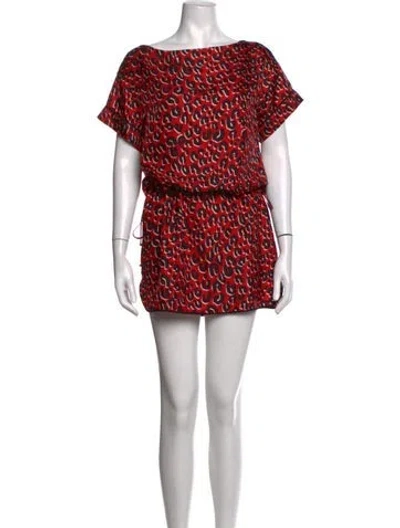 Pre-owned Louis Vuitton Silk Mini Dress In Red