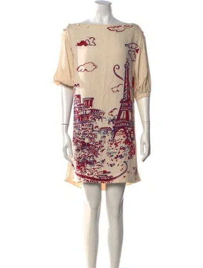 Pre-owned Louis Vuitton Silk Mini Dress In White