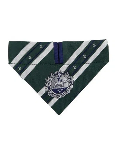Pre-owned Louis Vuitton Silk Monogram Dog Bandana In Green
