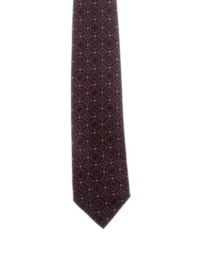 Pre-owned Louis Vuitton Silk Neck Tie In Brown