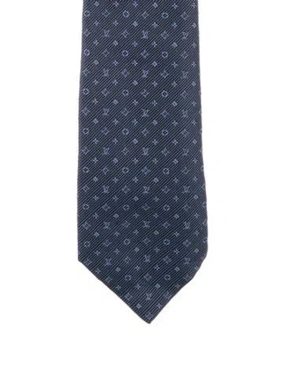 Pre-owned Louis Vuitton Silk Pattern Men's Tie  W/tags In Blue
