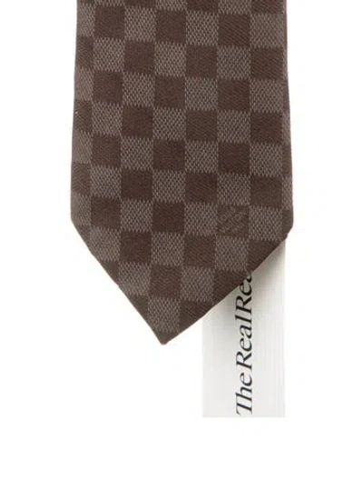 Pre-owned Louis Vuitton Silk Pattern Print Tie In Brown