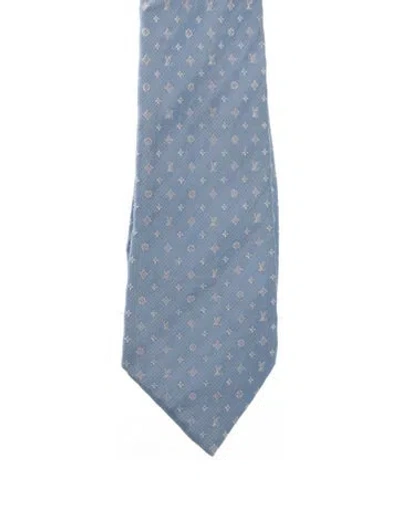 Pre-owned Louis Vuitton Silk Pattern Tie In Blue
