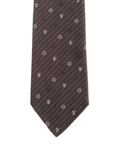 Pre-owned Louis Vuitton Silk Pattern Tie In Brown
