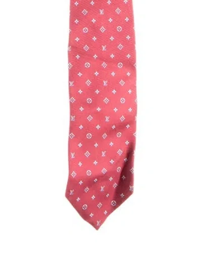 Pre-owned Louis Vuitton Silk Patterned Tie In Burgundy