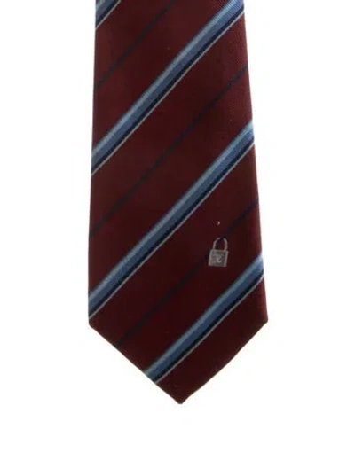 Pre-owned Louis Vuitton Silk Patterned Tie In Burgundy