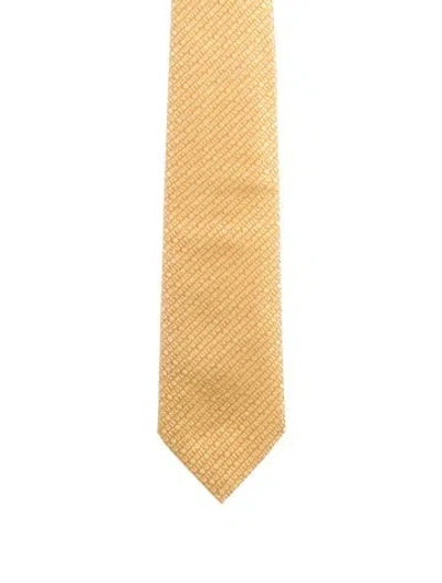 Pre-owned Louis Vuitton Silk Patterned Tie In Gold