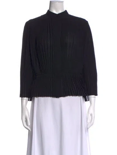 Pre-owned Louis Vuitton Silk Three-quarter Sleeve Blouse W/ Tags In Black