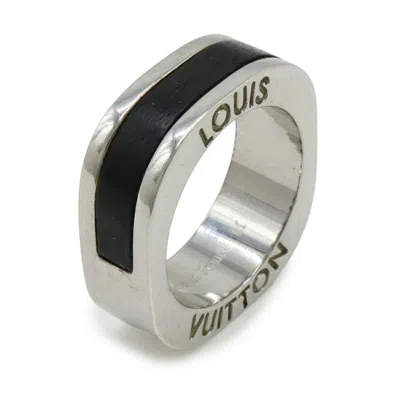 Pre-owned Louis Vuitton Silver Dark Brown Metal Wood Band Ring ()