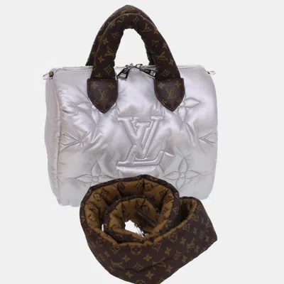 Pre-owned Louis Vuitton Silver Econyl Nylon 25 Speedy Bandouliere Satchel Bag