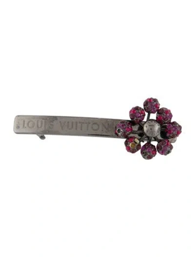 Pre-owned Louis Vuitton Silver Swarovski Crystal Flower Hair Clip