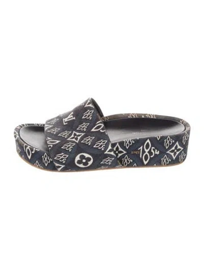 Pre-owned Louis Vuitton Since 1854 Canvas Slides In Blue