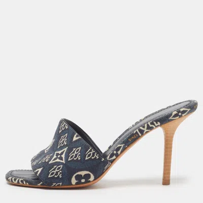 Pre-owned Louis Vuitton Since 1854 Size 35 Blue Monogram Canvas Slide Sandals