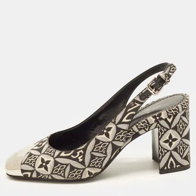 Pre-owned Louis Vuitton Since 1854 Size 36 Tricolor Denim Block Heel Pumps In Black