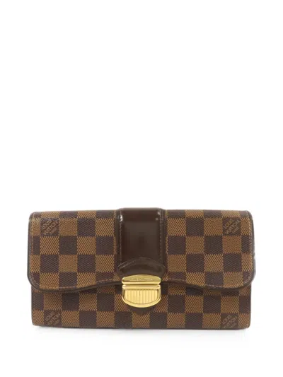Pre-owned Louis Vuitton Sistina Damier Wallet In Brown