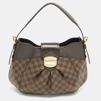 Pre-owned Louis Vuitton Sistina Mm Damier Ebene Canvas Bag In Brown