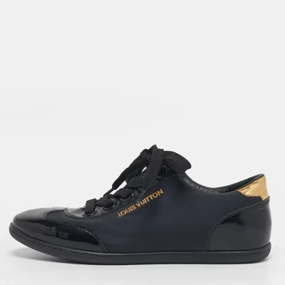 Pre-owned Louis Vuitton Size 35.5 Black Neoprene And Patent Leather Low Top Sneakers
