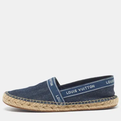 Pre-owned Louis Vuitton Size 37 Navy Blue Denim Espadrille Flats