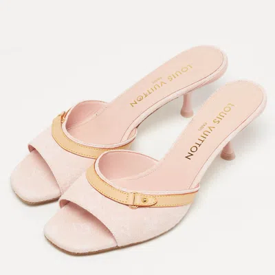 Pre-owned Louis Vuitton Size 38 Pink Denim Slide Sandals