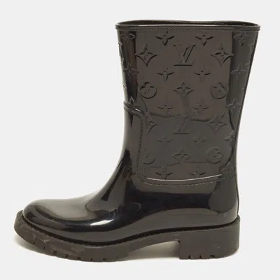 Pre-owned Louis Vuitton Size 40 Black Monogram Monogram Rubber Rain Boots